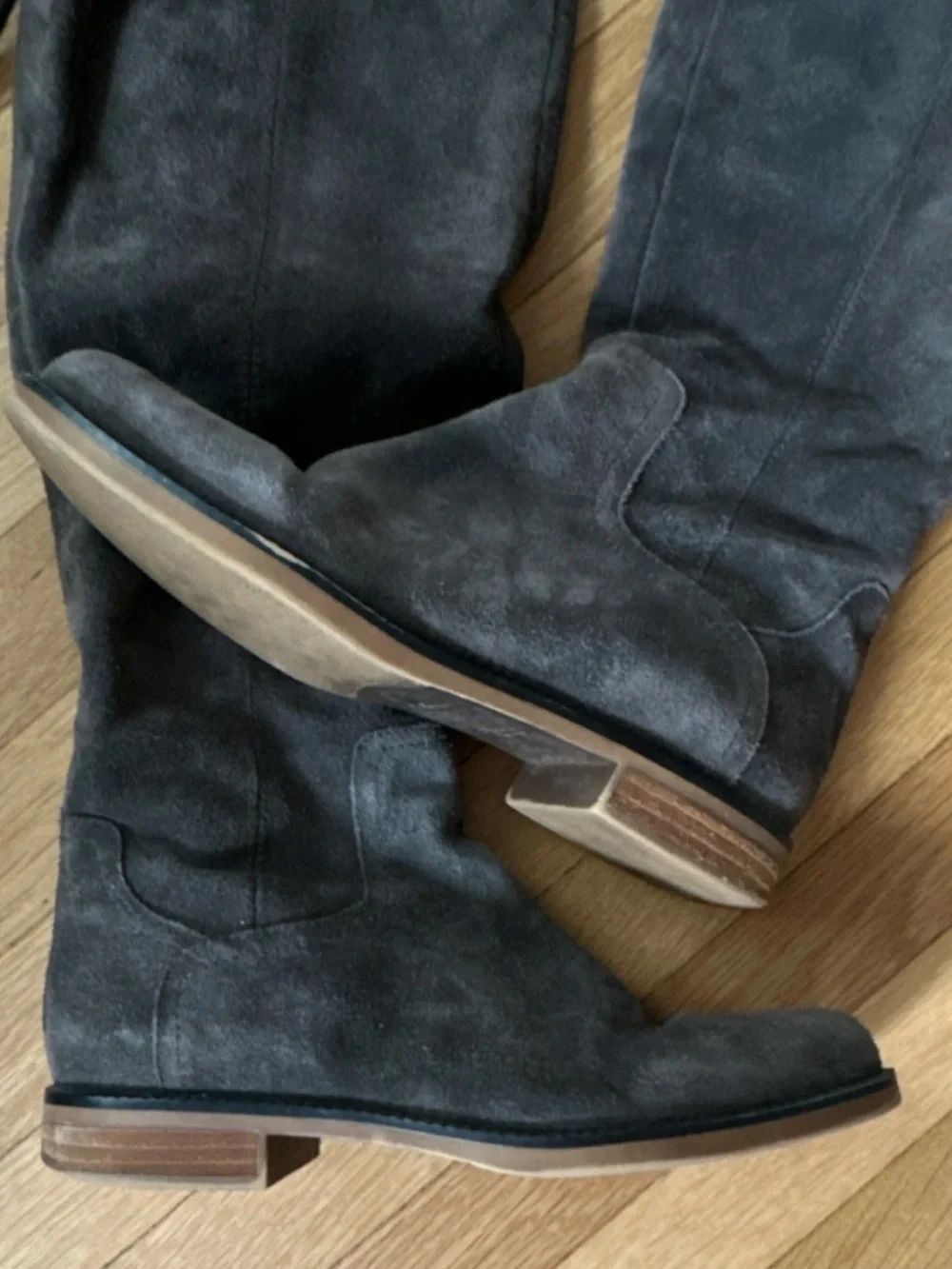 Franco Sarto Genuine Grey Suede Leather Over-the-Knee Riding Boots, Full Zip 7M